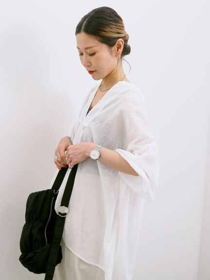 ◎シフォンタックブラウス（オフホワイト/ブラック/ブルー）｜Samansa Mos2 blue（サマンサモスモス ブルー）通販