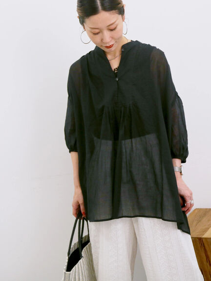 ◎シフォンタックブラウス（オフホワイト/ブラック/ブルー）｜Samansa Mos2 blue（サマンサモスモス ブルー）通販