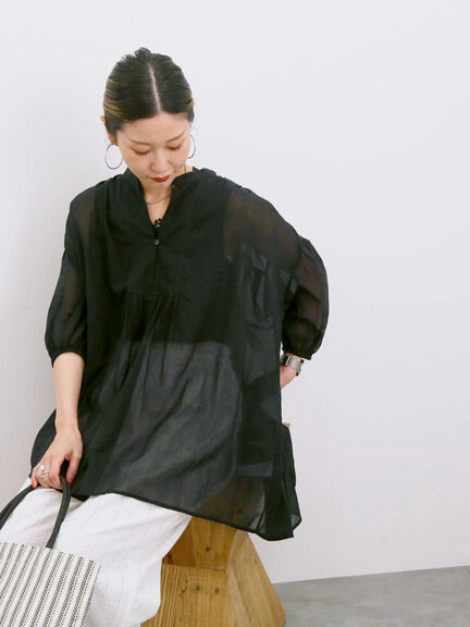 ◎シフォンタックブラウス（オフホワイト/ブラック/ブルー）｜Samansa Mos2 blue（サマンサモスモス ブルー）通販