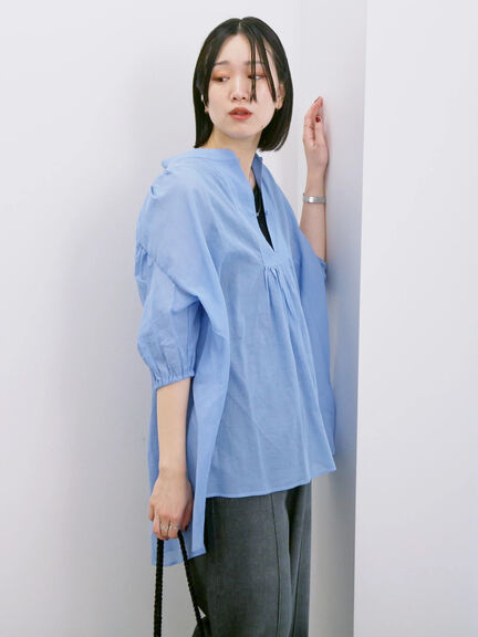 ◎シフォンタックブラウス（オフホワイト/ブラック/ブルー）｜Samansa Mos2 blue（サマンサモスモス ブルー）通販