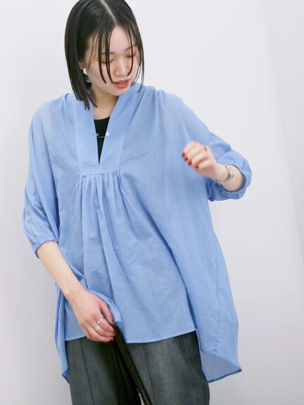 ◎シフォンタックブラウス（オフホワイト/ブラック/ブルー）｜Samansa Mos2 blue（サマンサモスモス ブルー）通販