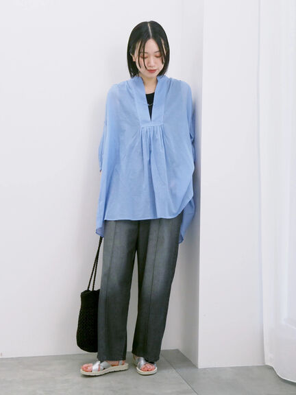◎シフォンタックブラウス（オフホワイト/ブラック/ブルー）｜Samansa Mos2 blue（サマンサモスモス ブルー）通販