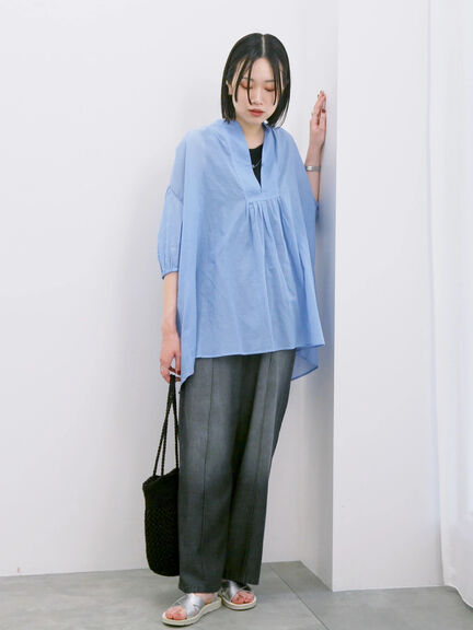 ◎シフォンタックブラウス（オフホワイト/ブラック/ブルー）｜Samansa Mos2 blue（サマンサモスモス ブルー）通販