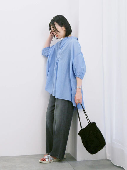 ◎シフォンタックブラウス（オフホワイト/ブラック/ブルー）｜Samansa Mos2 blue（サマンサモスモス ブルー）通販