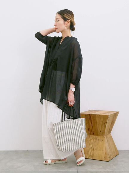 ◎シフォンタックブラウス（オフホワイト/ブラック/ブルー）｜Samansa Mos2 blue（サマンサモスモス ブルー）通販