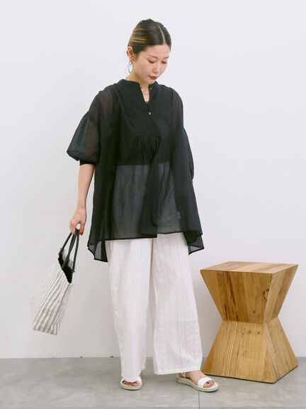◎シフォンタックブラウス（オフホワイト/ブラック/ブルー）｜Samansa Mos2 blue（サマンサモスモス ブルー）通販