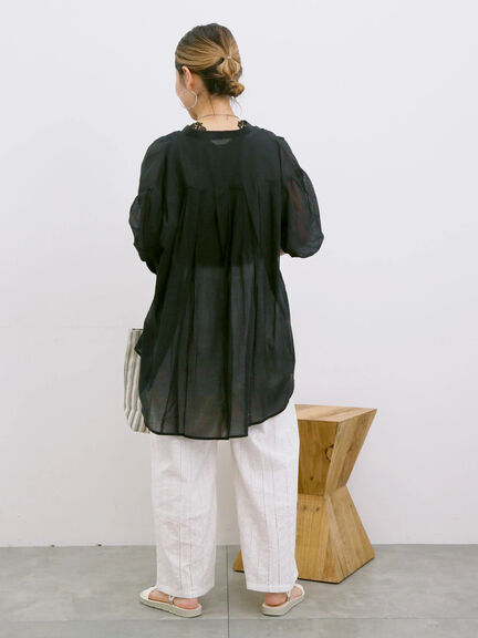 ◎シフォンタックブラウス（オフホワイト/ブラック/ブルー）｜Samansa Mos2 blue（サマンサモスモス ブルー）通販