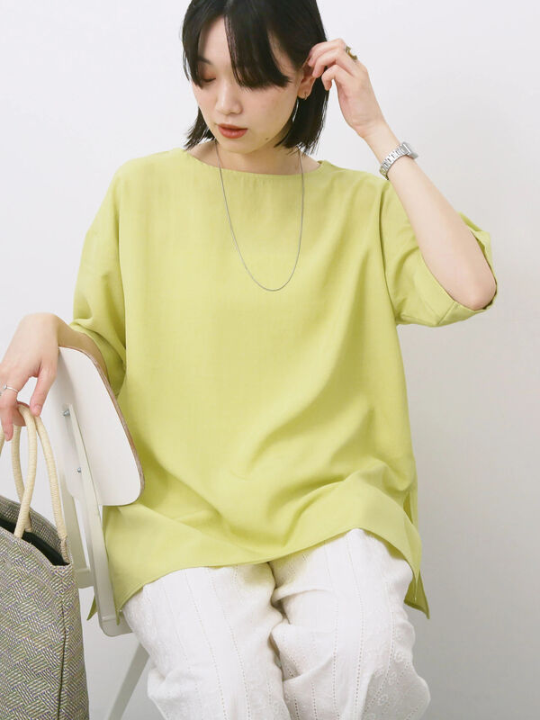 リネンタッチワイドブラウス（イエロー）｜Samansa Mos2 blue（サマンサモスモス ブルー）通販