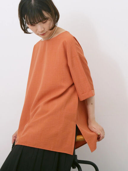 リネンタッチワイドブラウス（チャコールグレー/オレンジ/イエロー）｜Samansa Mos2 blue（サマンサモスモス ブルー）通販