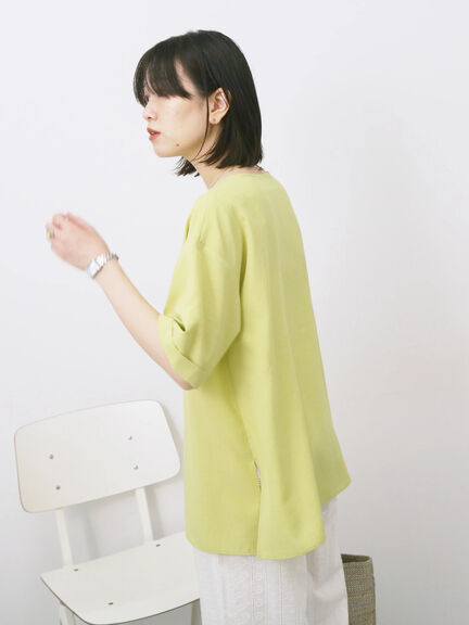 リネンタッチワイドブラウス（チャコールグレー/オレンジ/イエロー）｜Samansa Mos2 blue（サマンサモスモス ブルー）通販