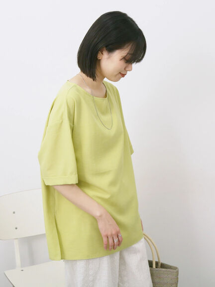リネンタッチワイドブラウス（チャコールグレー/オレンジ/イエロー）｜Samansa Mos2 blue（サマンサモスモス ブルー）通販