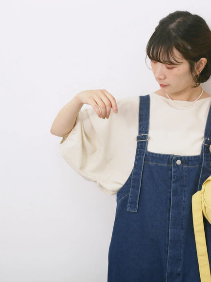 リネンタッチバルーンスリーブブラウス（ピンク/サックスブルー/キナリ）｜Samansa Mos2 blue（サマンサモスモス ブルー）通販
