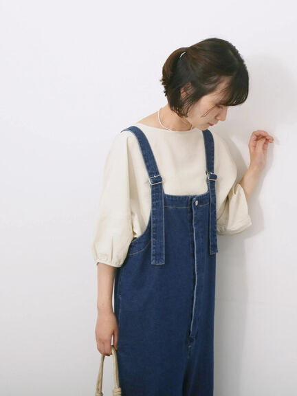 リネンタッチバルーンスリーブブラウス（ピンク/サックスブルー/キナリ）｜Samansa Mos2 blue（サマンサモスモス ブルー）通販