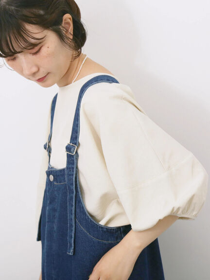 リネンタッチバルーンスリーブブラウス（ピンク/サックスブルー/キナリ）｜Samansa Mos2 blue（サマンサモスモス ブルー）通販