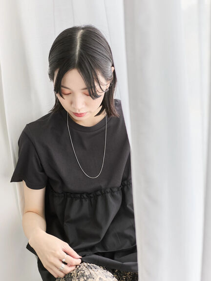 【接触冷感】ドッキングティアードプルオーバー（オフホワイト/ブラック/グリーン/ブルー/プラム）｜Samansa Mos2 blue（サマンサモスモス ブルー）通販
