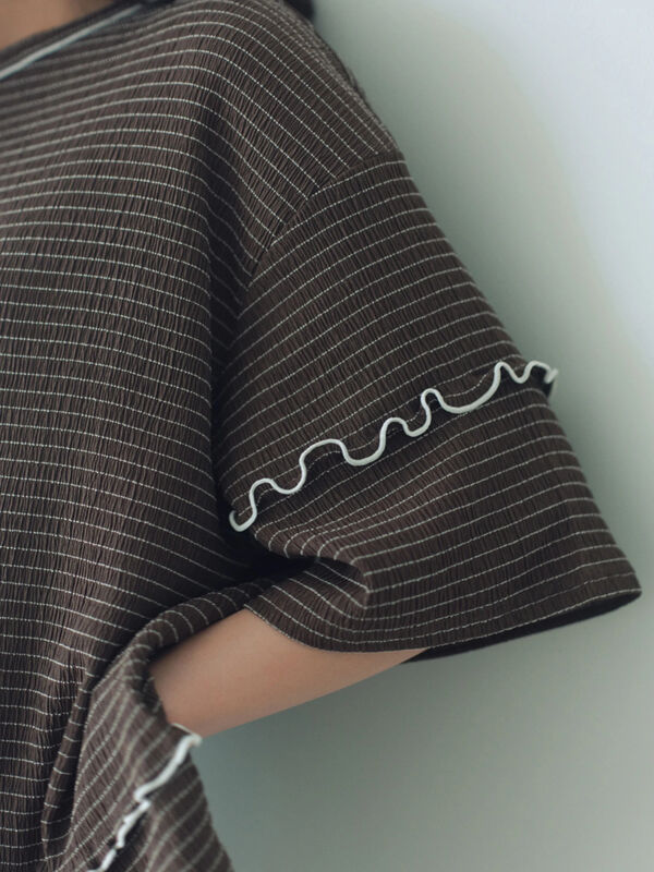 セール】 配色メローアソートプルオーバー（ブラック/レッド/ブラウン