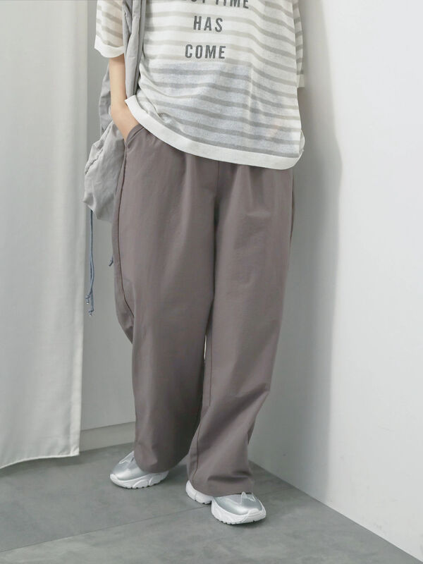 セール】 ハイウエストワイドイージーパンツ（グレー/チャコールグレー