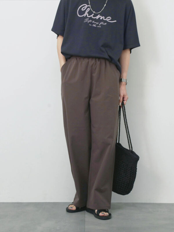セール】 ハイウエストワイドイージーパンツ（グレー/チャコールグレー