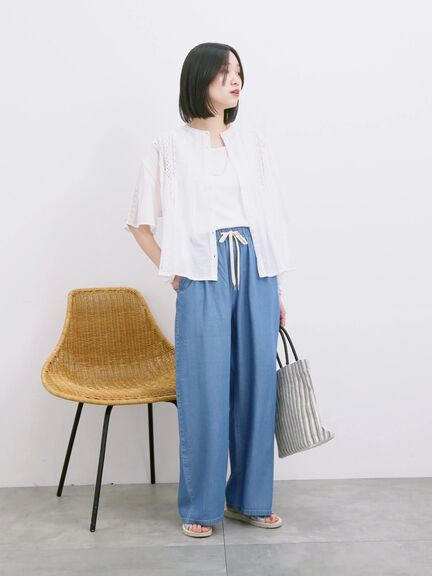 【接触冷感】クールデニムイージーパンツ（グレー/ブルー/ネイビー）｜Samansa Mos2 blue（サマンサモスモス ブルー）通販