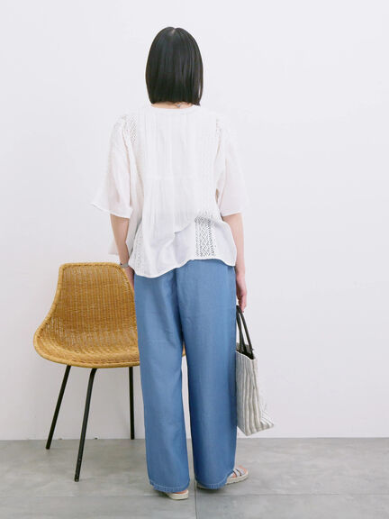 【接触冷感】クールデニムイージーパンツ（グレー/ブルー/ネイビー）｜Samansa Mos2 blue（サマンサモスモス ブルー）通販