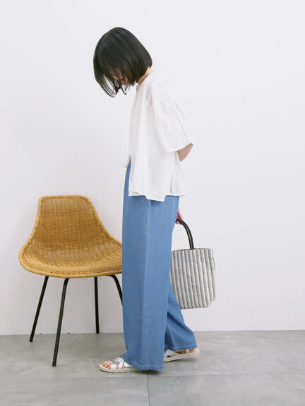 【接触冷感】クールデニムイージーパンツ（グレー/ブルー/ネイビー）｜Samansa Mos2 blue（サマンサモスモス ブルー）通販
