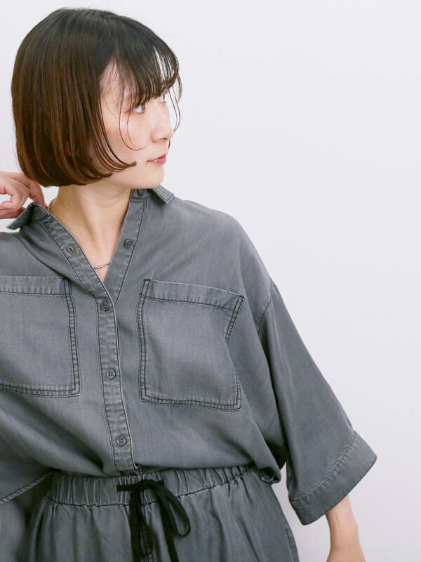 【接触冷感】クールデニムボクシーシャツ（グレー）｜Samansa Mos2 blue（サマンサモスモス ブルー）通販