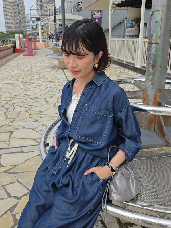 【接触冷感】クールデニムボクシーシャツ（ネイビー）｜Samansa Mos2 blue（サマンサモスモス ブルー）通販