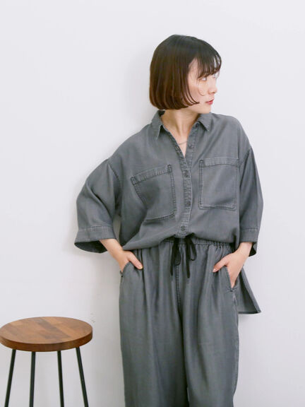 【接触冷感】クールデニムボクシーシャツ（グレー/ブルー/ネイビー）｜Samansa Mos2 blue（サマンサモスモス ブルー）通販