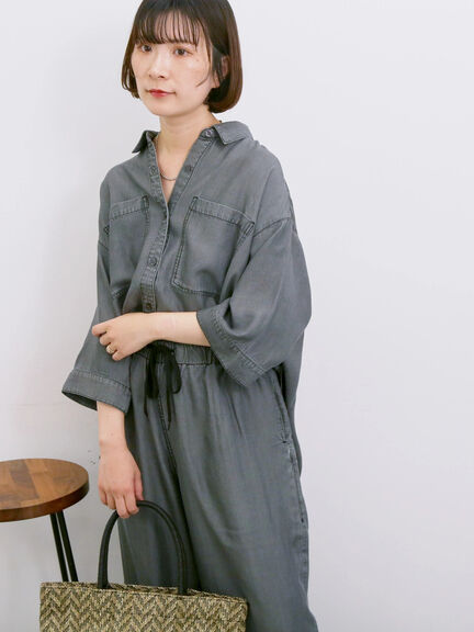 【接触冷感】クールデニムボクシーシャツ（グレー/ブルー/ネイビー）｜Samansa Mos2 blue（サマンサモスモス ブルー）通販