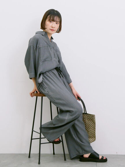 【接触冷感】クールデニムボクシーシャツ（グレー/ブルー/ネイビー）｜Samansa Mos2 blue（サマンサモスモス ブルー）通販