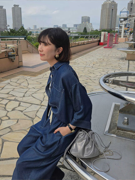 【接触冷感】クールデニムボクシーシャツ（グレー/ブルー/ネイビー）｜Samansa Mos2 blue（サマンサモスモス ブルー）通販