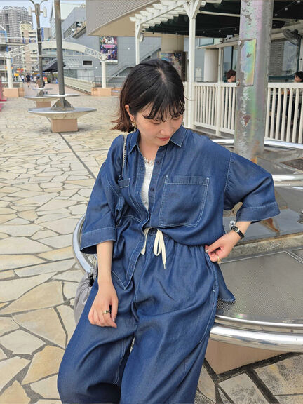【接触冷感】クールデニムボクシーシャツ（グレー/ブルー/ネイビー）｜Samansa Mos2 blue（サマンサモスモス ブルー）通販