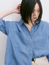 【接触冷感】クールデニムボクシーシャツ（グレー/ブルー/ネイビー）｜Samansa Mos2 blue（サマンサモスモス ブルー）通販