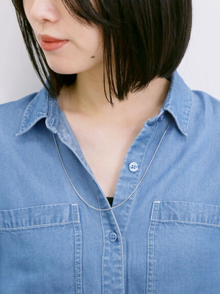 【接触冷感】クールデニムボクシーシャツ（グレー/ブルー/ネイビー）｜Samansa Mos2 blue（サマンサモスモス ブルー）通販