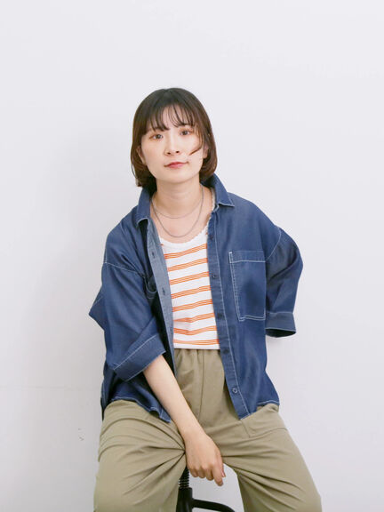 【接触冷感】クールデニムボクシーシャツ（グレー/ブルー/ネイビー）｜Samansa Mos2 blue（サマンサモスモス ブルー）通販