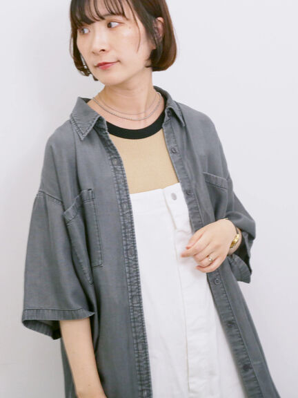 【接触冷感】クールデニムビッグシャツ（グレー/ブルー/ネイビー）｜Samansa Mos2 blue（サマンサモスモス ブルー）通販