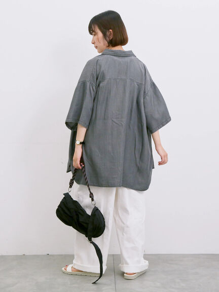 【接触冷感】クールデニムビッグシャツ（グレー/ブルー/ネイビー）｜Samansa Mos2 blue（サマンサモスモス ブルー）通販