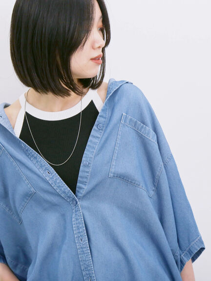 【接触冷感】クールデニムビッグシャツ（グレー/ブルー/ネイビー）｜Samansa Mos2 blue（サマンサモスモス ブルー）通販