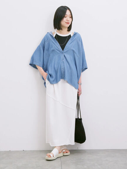 【接触冷感】クールデニムビッグシャツ（グレー/ブルー/ネイビー）｜Samansa Mos2 blue（サマンサモスモス ブルー）通販