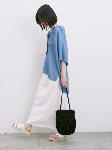【接触冷感】クールデニムビッグシャツ（グレー/ブルー/ネイビー）｜Samansa Mos2 blue（サマンサモスモス ブルー）通販