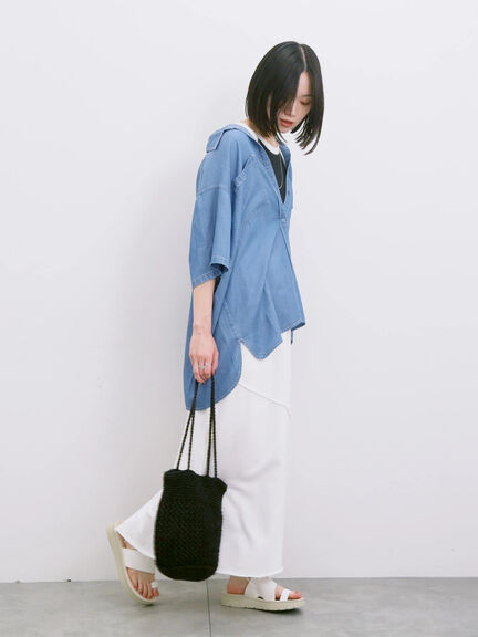 【接触冷感】クールデニムビッグシャツ（グレー/ブルー/ネイビー）｜Samansa Mos2 blue（サマンサモスモス ブルー）通販