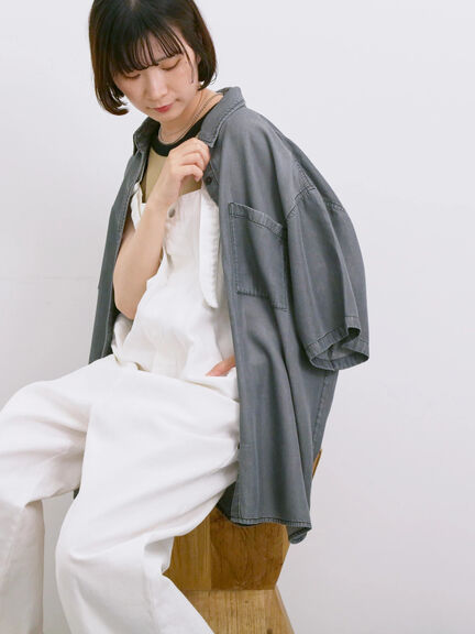 【接触冷感】クールデニムビッグシャツ（グレー/ブルー/ネイビー）｜Samansa Mos2 blue（サマンサモスモス ブルー）通販