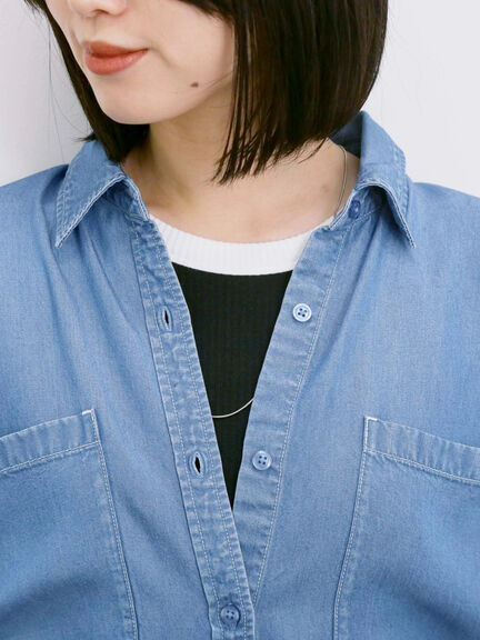 【接触冷感】クールデニムビッグシャツ（グレー/ブルー/ネイビー）｜Samansa Mos2 blue（サマンサモスモス ブルー）通販