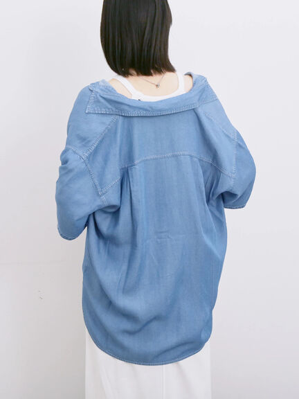【接触冷感】クールデニムビッグシャツ（グレー/ブルー/ネイビー）｜Samansa Mos2 blue（サマンサモスモス ブルー）通販