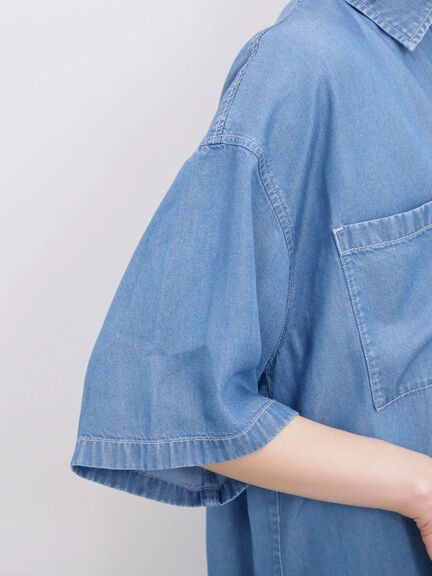 【接触冷感】クールデニムビッグシャツ（グレー/ブルー/ネイビー）｜Samansa Mos2 blue（サマンサモスモス ブルー）通販