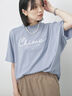 【接触冷感】ドルマンギャザー刺繍Tシャツ（ブルー）｜Samansa Mos2 blue（サマンサモスモス ブルー）通販