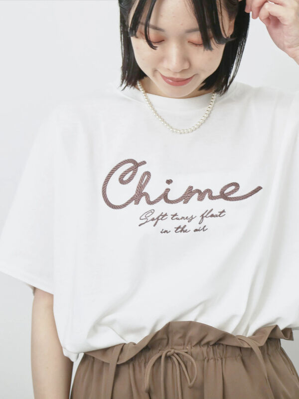 セール】 【接触冷感】ドルマンギャザー刺繍Tシャツ（オフホワイト