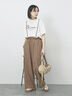 【接触冷感】ドルマンギャザー刺繍Tシャツ（オフホワイト/チャコールグレー/ボルドー/ブルー/ネイビー）｜Samansa Mos2 blue（サマンサモスモス ブルー）通販
