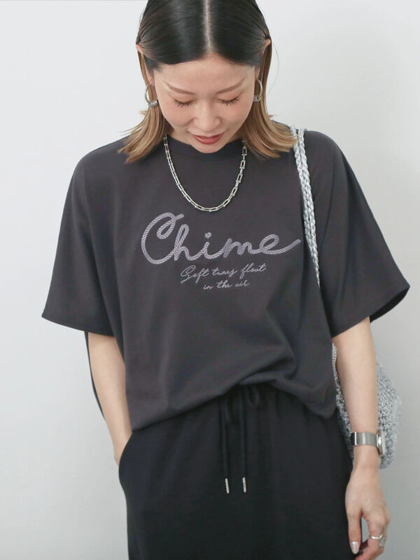 セール】 【接触冷感】ドルマンギャザー刺繍Tシャツ（オフホワイト