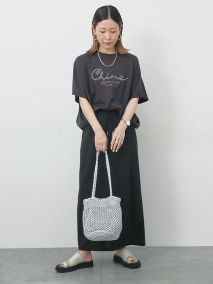 【接触冷感】ドルマンギャザー刺繍Tシャツ（オフホワイト/チャコールグレー/ボルドー/ブルー/ネイビー）｜Samansa Mos2 blue（サマンサモスモス ブルー）通販